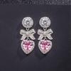 Pendientes de Nudo de Princesa, Pendientes Dulces y Lindos de Lazo de Niña con Corazón, Lujo Accesible para Mujer, Francés de Gama Alta Elegante Elegante
