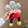 Lindo Scrunchie de Flor de Trasero de Mickey para Mujer, Goma para el Cabello de Bola Rellena de Algodón de Alta Gama, Cuerda de Pelo de Felpa para Cola de Caballo
