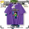 Ropa de verano para niños y niñas con temática de Minecraft, personaje Creeper, dibujos animados de juegos, camiseta de manga corta y pantalones cortos