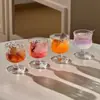 Copo Curto Estilo Ins de Vidro Retrô para Café Americano Gelado, Chá de Frutas, Bebidas Especiais, Suco