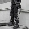 Macacão Dark Ribbon marca de moda masculina com o tornozelo amarrado personalidade solta Rua estilo coreano na moda hiphop hip hop calças