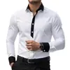 Camisa de Manga Larga Elástica Antiarrugas con Bloques de Color Casual de Negocios para Hombre de Amazon Transfronterizo Camisa de Otoño para Hombre