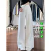 Calça Jeans Branca Wide Leg para Mulheres Baixas, Novidade Primavera/Verão 2026, Cintura Alta, Caimento Solto, Emagrecimento, Caimento Fluido, Perna Reta, Comprimento até o Chão