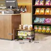 Estanterías de Supermercado, Estanterías de Almacenamiento de Múltiples Niveles, Estanterías Inclinadas con Ruedas para Snacks, Estanterías de Exhibición de Alimentos y Bebidas para Tiendas de Conveniencia