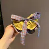 Falda de Cuadros Retro Azul con Pinza Perezosa de Lazo para Mujer Nueva Moda Elegante Pasador Pasador Accesorio para el Cabello en la Parte Posterior de la Cabeza