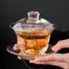 Taza de té de cristal con tres tapas, tazón individual de alta gama estilo japonés Xizang Jinshan, juego de té Kung Fu, tetera portátil
