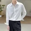 Camisa Blanca de Lujo Ligero con Botones a Presión, Sin Planchar, Cuello Windsor, Elástica, Moda Casual de Negocios, Color Sólido, Camiseta Base para Hombre