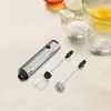 Espumador de Leche de Mano Recargable - Doble Batidor Espumador de Leche Manual - 3 Niveles de Velocidad - Batidores Eléctricos para Café (Mejorado - Acero Inoxidable sin Base)
