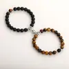 Pulseira de Pedra Olho de Tigre Natural Popular Transfronteiriça Europeia e Americana, Joias da Amazônia, Pulseira de Contas Magnética de Liga para Casal