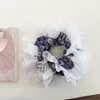 Anillo para el pelo de gran tamaño con borde de encaje floral romántico vintage, cuerda para el pelo de cola de caballo baja esponjosa de doble capa de alta calidad, accesorios para el pelo de bola