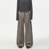 Calça Social Reta Casual Americana Estilo Old Money com Botões e Corte Saber para Homens e Mulheres Calças Longas Soltas Linha A Novo Estilo 2026