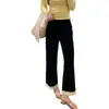 Pantalones de maternidad de otoño con ribete de encaje, versátiles pantalones de pierna recta y pierna ancha para el trabajo y el ocio, pantalones cropped para mujeres petite
