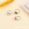 Anillo de Huevo de Paloma con Piedras Preciosas de Colores Brillantes para Mujer, Popular en Transmisiones en Vivo Transfronterizas Europeas y Americanas, Joyería de Piedras Preciosas Coloridas, En Stock del Fabricante