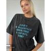 Retro Americano Lavado Preto Antigo Verão Novo Algodão Manga Curta Camiseta Nicho Moda Estampado Versátil Top Tendência