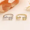 Anillo Asimétrico de Moda Elegante con Incrustaciones de Cobre y Circonita Diseño Femenino Anillo de Dedo Índice de Nicho Anillo Abierto Ajustable