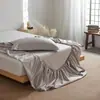 Lençol de baixo com elástico de Algodão de Fibra Longa de Alta Contagem de Fios, Estilo Hotel de Grau A Materno e Infantil, Peça Única, 100% Algodão Puro, Capa de Edredom de Cetim para Camas de Solteiro ou Casal