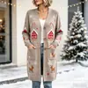 Nuevo cárdigan largo de punto con botones para Navidad, suéter abrigo de moda estampado para otoño e invierno, personalizado, casual para mujer