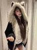 Chaqueta de Algodón con Capucha Orejas de Gato Tallado de Montaña para Hombres y Mujeres, Diseño de Invierno con Cuello de Piel, Parka de Plumas, Abrigo Grueso Cálido para Pareja