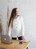 Camisa de manga larga para mujer, superventas transfronteriza europea y americana 2025, casual, a la moda, cómoda, de algodón, de un solo pecho, lino