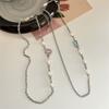 Collar con colgante de ojo de gato de amor explosivo de lujo con costura de perlas de agua dulce frescas de primavera y verano, cadena de clavícula