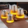 Tetera de Vidrio Resistente al Calor con Filtro de Acero Rayado, Juego de Té Kung Fu, Tetera y Tazas Espesadas a Prueba de Explosiones para Uso en Casa y para Agasajar a los Invitados