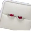 Venta al por mayor de fábrica Pendientes de botón de rubí natural Plata S925 Incrustado Piedra principal 4*6 Envío directo Rubí calentado antiguo