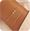 Pulseira Corrente de Caixa Camada de Aço Inoxidável com Zircônia Inlaid, 26 Letras, Estilo Transfronteiriço, Conserva a Cor, Joia Simples e Versátil