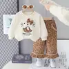Conjunto de Otoño y Primavera para Niñas 2026 Nueva Moda Sudadera con Estampado de Leopardo y Gato de Dibujos Animados de Manga Larga para Bebé Conjunto de Dos Piezas