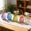 Jarrón Pequeño de Vidrio de Colores con Rayas Verticales Nórdicas, Jarrón Hidropónico Mini Simple, Adorno para Sala de Estar del Hogar, Jarrón de Vidrio
