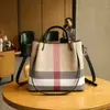 Bolsos para Mujer 2025 Nuevo Estilo Piel Genuina Bolso de Concha a Cuadros Bolso de Mano Versátil para Mujer Bolso de Hombro de Gran Capacidad Bolso Cruzado