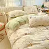 Conjunto de Quatro Peças em Algodão Escovado 100% Classe A Quente e Fresco Conjunto de Roupa de Cama Espesso Super Macio Algodão Puro Conjunto de Quatro Peças