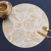 Individual de Mesa Peonía Estampado Bronceado Aislante de Calor Mantel Individual Impermeable Aceite PVC Redondo Flor Amazon Plus Fondo Occidental