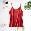Nuevo Estilo Satén de Seda Artificial Camisola para Mujer Holgada Talla Grande Camisa Base Ropa Exterior Top Interior Chaleco sin Mangas