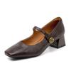 Zapatos Mary Jane de una hebilla vintage para mujer, nuevos para Primavera y Verano 2025, zapatos de una sola capa con tacón grueso para mujer, zapatos de tacón alto francés de boca poco profunda para mujer