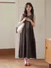 Vestido Jiang*Order de Gola Redonda Sem Mangas Solto Emagrecedor para Mulheres Temperamento de Alta Classe Socialite Saia Evasê Preta
