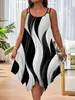 Vestido de Verano para Mujer Tallas Grandes, Moda Europea y Americana Transfronteriza, Doble Tirante, Dobladillo con Estampado Aleatorio, para un Viaje Elegante