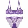 Lencería Estilo Francés para Mujer, Sexy, Minimiza Busto Grande, Malla de Encaje Fina, Transpirable, Con Aros Huecos, Conjunto de Sujetador Push-Up para Verano