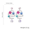 Brincos Pendentes de Gota D'água em Rombos Cravejados de Diamantes Agulha de Prata, Estilo Minimalista Único, Tarraxas de Orelha Modernas e Elegantes, Brincos de Luxo Leve de Alta Qualidade