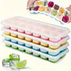 Molde para Cubitos de Hielo de 14 Cavidades Molde de Plástico Blando para Hacer Hielo Cubitos de Hielo Pequeños Bandeja de Hielo de Grado Alimenticio Caja de Almacenamiento con Tapa Caja para Hacer Hielo de Congelación Rápida