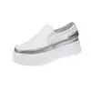 Zapatos Blancos de Suela Gruesa para Verano 2023 con Aumento de Altura Oculto, Mocasines Slip-On, Zapatos Perezosos Estilo Coreano para Verano y Otoño