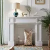 Gabinete Decorativo de Chimenea Estilo Francés Vintage, Montaje de Escena para Sala de Transmisión en Vivo, Exhibición para Sala de Estar, Gabinete Estrecho Blanco para Vestíbulo, Estante de Almacenamiento