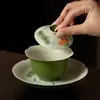 Coleção de Bule de Chá Pintado à Mão com Lótus e Peixes, Conjuntos de Chá Kung Fu, Bules Domésticos Pintados à Mão, Gaiwan e Xícaras de Chá