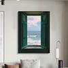 Pintura de Cenário de Janela Falsa Francesa para Entrada, Pintura de Corredor de Alto Padrão, Pintura de Decoração para Sala de Estar, Pintura para Pendurar em Restaurante, Pintura para Quarto