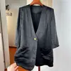 Camisa de Seda de Ácido Acético de Alta Calidad Estilo Francés para Mujer Verano Nueva Llegada Lujo Ligero Elegante Protector Solar Holgado Delgado