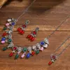 Joyería Estilo Indio Retro Europeo y Americano Esmalte Metal Strass Exagerado Moderno Personalidad Conjunto de Collar y Pendientes