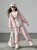 Conjunto de Roupa de Outono para Meninas 2026 Novo Estilo Crianças Estilo Coreano Conjunto Super Bonito Crianças Maiores Meninas Outono Esportivo Conjunto de Duas Peças
