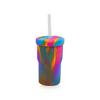 Copo de Silicone Transfronteiriço 16oz com Tampa e Canudo, Cores Sortidas, Copo de Água de Silicone de Grande Capacidade, Resistente a Altas Temperaturas, Anti-Queda, Copo que Muda de Cor