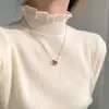 Tecido de Fio Cardado, Camiseta Base de Tricô de Renda com Gola Alta, Suéter Outono e Inverno 2026, Top de Roupa Íntima de Alta Qualidade