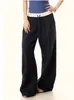 Pantalones Casuales de Patchwork a Cuadros Estilo Americano para Mujer, Primavera y Otoño Vintage Sueltos Perezosos Adelgazantes de Pierna Ancha Deportivos Transfronterizos