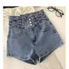 Shorts de Mezclilla de Cintura Alta Talla Plus para Mujer, Nuevo Estilo Primavera/Verano, Corte Holgado, Adelgazante, de Un Botón, Línea A, Pierna Ancha, Hot Pants